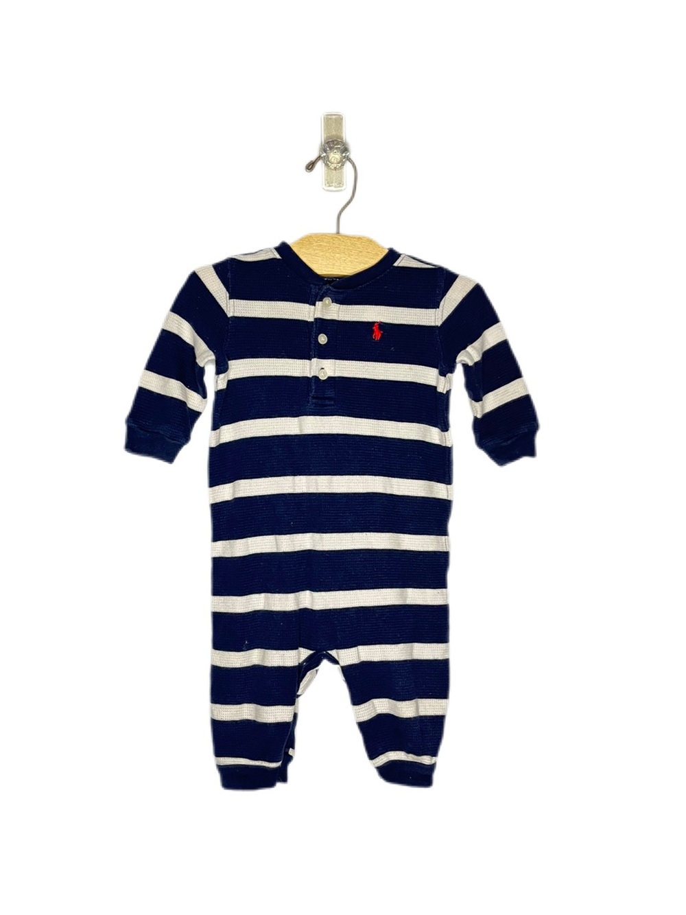 Ralph Lauren 6m Baby Navy & White Striped Cotton One-Piece Romper / Jumpsuit